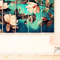 Casperme Cream and Green 5 Pieces Modern Art Big Wall Painting-image-5