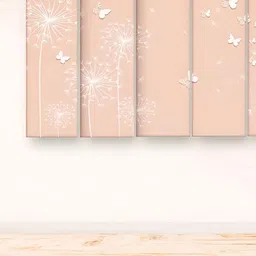 Casperme 5 Pieces Peach & White Floral Painting Wooden Wall Art-image-70