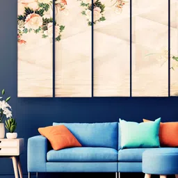 Casperme 5-Pcs Peach & Green Modern Art Wooden Wall Painting-image-32