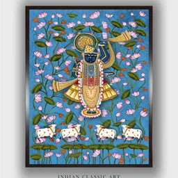 INDIAN CLASSIC ART Blue & Green Folk Wooden Wall Art-picture-24