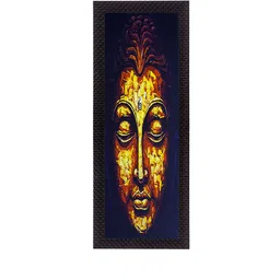 eCraftIndia Black & Yellow Face Of Lord Buddha Satin Matt Texture UV Wall Art image 2