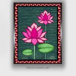INDIAN CLASSIC ART Green & Pink Wood Indian Folk Wall Art-picture-20