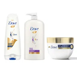 Dove Set of Daily Shine Shampoo + Intense Repair Conditioner + Deep Repair Hair Mask image 1