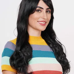 CRIBE Full Head Wavy Hair Wig With Fringe - Black image 2