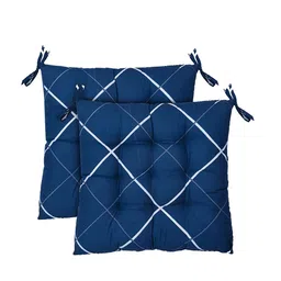 Kuber Industries 2-Pcs Blue & White Printed Cotton Chair Pads image 3