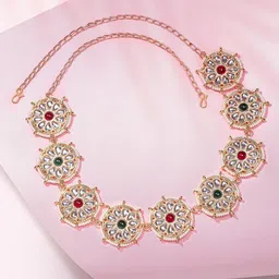 HAIR DRAMA CO. Women White & Red Gold Plated Embellished Hairband image 1