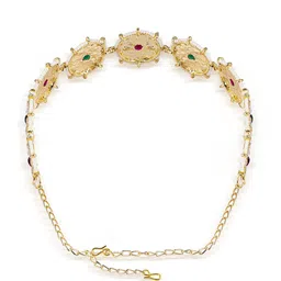 HAIR DRAMA CO. Women White & Red Gold Plated Embellished Hairband image 3