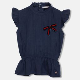 ELLE Girls High Neck Flutter Sleeves Cinched Waist Top-picture-39