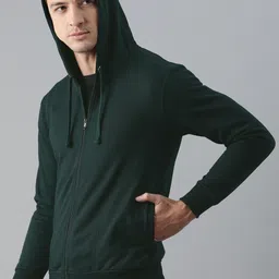 adbucks Men Full Sleeve Solid Hooded Sweatshirt image 3