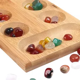 mara bommai Wooden Pallanghuzi/Vamana Guntalu/Mancala Gemstone Board Game Board Game Accessories image 4