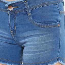 nifty Solid Women Denim Blue Denim Shorts image 5