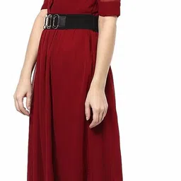 la zoire Women Maxi Maroon Full Length Dress image 4