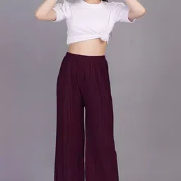 kwsh Pack of 2 Women Regular Fit Multicolor Viscose Rayon Trousers image 3