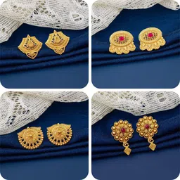 lala luxury bestseller Combo of 4 Traditional Brass Earring Set-picture-46