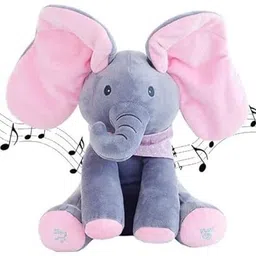 kidzkorner Musical Elephant Plush Toy with Moving Ears, Songs and Peek-A-Boo Toy - 25 cm-picture-31