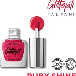 renee Glitterati Nail Paint, Quick Drying, Glittery Finish, Long Lasting - 10Ml Ruby Shine image 5