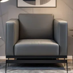 trevi furniture Etternia Leatherette 1 Seater Sofa In Grey Colour image 1