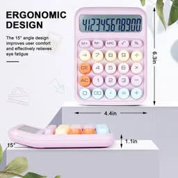 harimart 54821 12 Digit Large LCD Display And Big Round Buttons, Colored Electronic Calculator BasicCalculator image 2