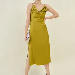 aayu Women A-line Light Green Below Knee Dress image 4