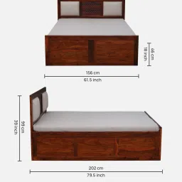 woodsworth from pepperfry Richmond Sheesham Wood Queen Size Bed In Honey Oak Finish With Box Storage image 2