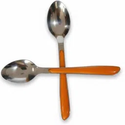 paradise sales Premium Stylist Stainless Steel Spoon set of 12 Orange Stainless Steel Table Spoon Set image 3