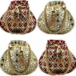 n a purse Women Gold, Maroon Potli-picture-29