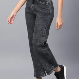 Women Boyfriend High Rise Black Jeans-image-10