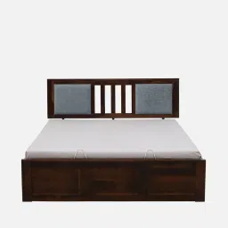 woodsworth from pepperfry Brevik Sheesham Wood Queen Size Bed In Provincial Teak Finish With Hydraulic Storage image 4