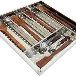 Cutlery Kitchen Rack Cutlery Tray For Kitchen Silverware Organizer Flatware Storage Rack(18x19 inch) Steel-image-28