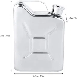 protos india.net SILVER Jerry Can 6 Oz 170 ml Stainless Steel Hip Flask image 3
