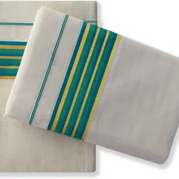 Chithra Fabrics CF 4200 Double Set Ramar Green Solid Women Dhoti-image-3