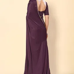 avanshee Self Design, Solid/Plain, Embellished Bollywood Satin Saree image 4