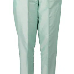 Women Regular Fit Green Cotton Silk Trousers-image-11