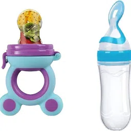 babygo Silicone Nibbler for Fruit Mickey with Solid Food with Spoon Feeding Bottle-90ml Teether and Feeder-picture-27