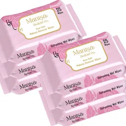 manisa beaute co Rose Flush Makeup Remover Wipes With AloeVera & Neem, Pack of 6 image 1