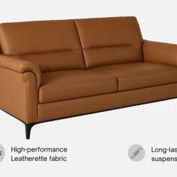 trevi furniture Madison 2.0 Leatherette 3 Seater Sofa In Tan PU Colour image 3