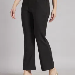 dna crafted with love Women Comfort Fit Black Lycra Blend Trousers image 3