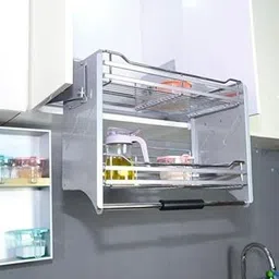 dbr Dish Drainer Kitchen Rack Steel Modular Kitchen Storage Rack Lift Basket Elevator Pull Down Two Tier Steel image 5