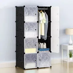 evrum 8-Door 8-Shelf Plastic almirah for kids, almirah of clothes ,cupboard PC Collapsible Wardrobe-picture-19
