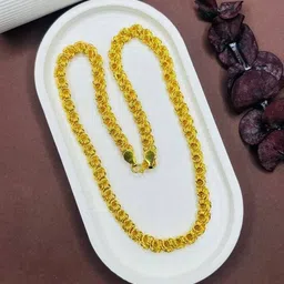 siloia 1 gram High Quality Indian Polished “20” Inches Gold Chain for Men and boy Gold-plated Plated Copper Chain image 1