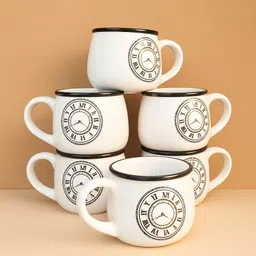 moon dust Pack of 6 Bone China Tea Cup Set of 6 150ml Each Capacity | Clock Print | Microwave & Dishwasher Safe image 2