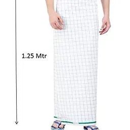 ragini v Mens Cotton Printed White Lungi for stylish and comfortable wear (2mtrs 100 Percent Cotton Pack of 2), free size image 5