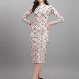 purvaja Women Bodycon Beige Below Knee Dress-picture-28