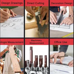 roscoe Aluminum Alloy Double Side 90 Degree Right Angle Triangle Scale Ruler image 4