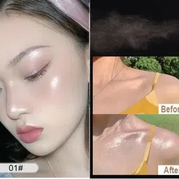 gabbu Glitter Face Loose Powder Makeup Shimmer Silver Brightening Makeup Highlighter image 3
