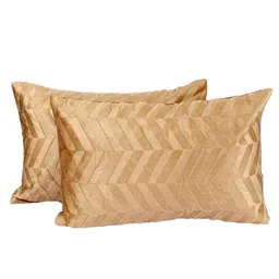mfd home furnishing Brown Velvet Striped 18x12 inches Cushion Covers (Pack of 2) image 3