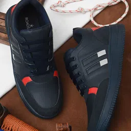 Roadster Men Blue Faux Leather Sneakers-image-35