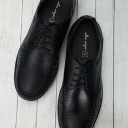 Allen Cooper Men Black Textured Leather Sneakers-picture-10