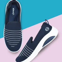 Ajanta Women Striped Lightweight Slip-On Sneakers-image-7