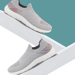 WELCOME Women Textured Mesh Slip-On Sneakers image 1